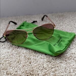 kate spade Emmaline Rose Gold Frame Aviator Sunglasses New